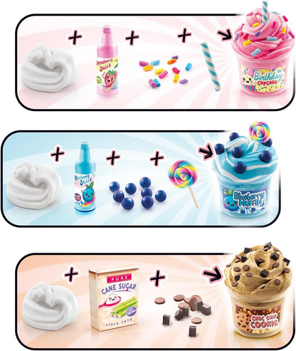 So Slime Yummy Twist & Slime 3 Pack. 3 Scrumptious Recipes to Create. Mix and swirl the yummy slime in three sweet themes: Birthday Cupcake, Strawberry Cake, and Blueberry Muffin!