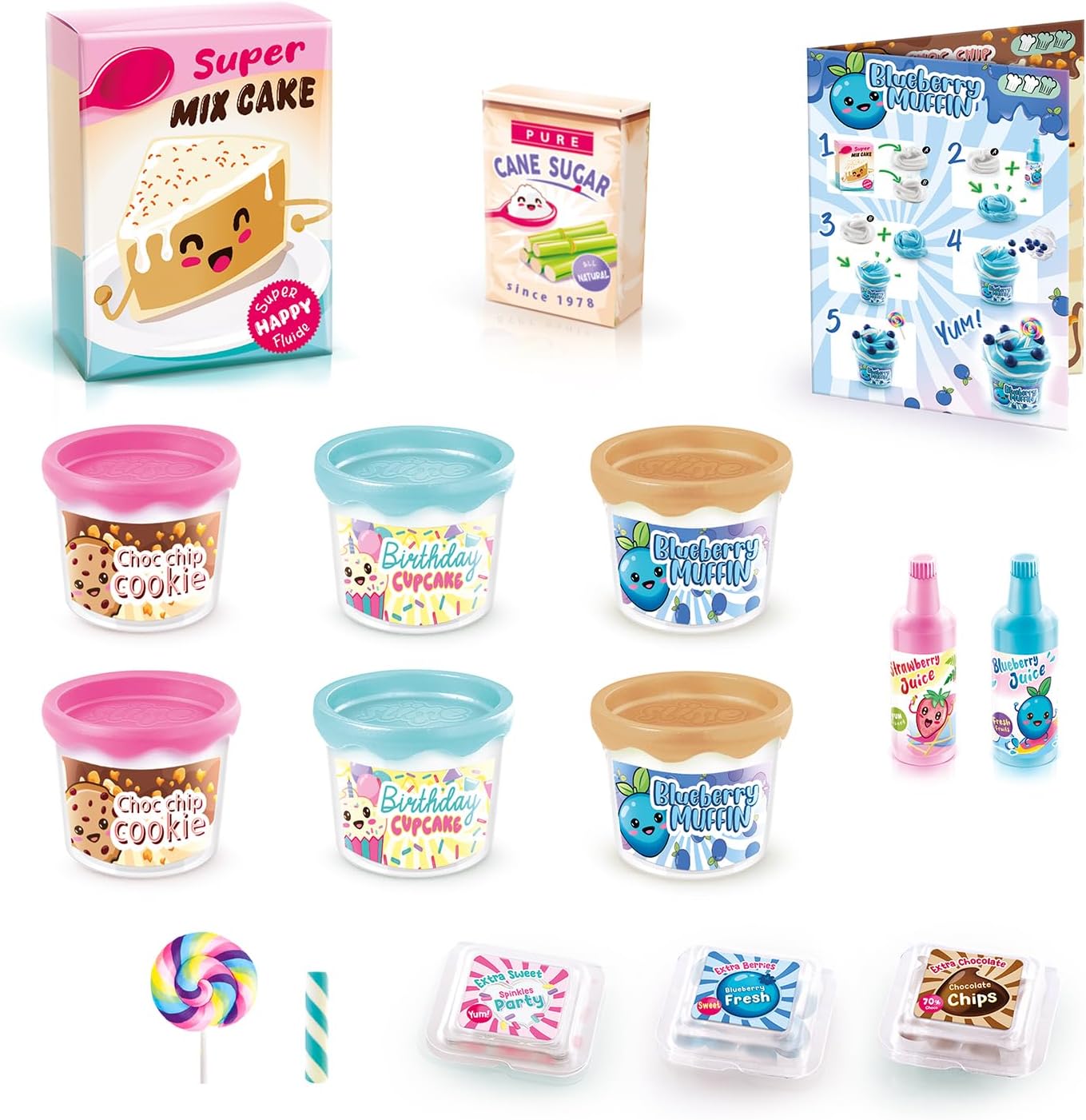 So Slime Yummy Twist & Slime 3 Pack. 3 Scrumptious Recipes to Create. Mix and swirl the yummy slime in three sweet themes: Birthday Cupcake, Strawberry Cake, and Blueberry Muffin!