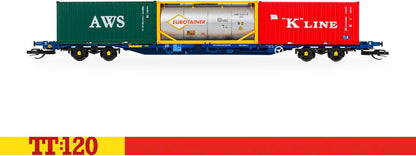 Hornby TT TT6030 Touax KFA Container Wagon with 3x20 Containers