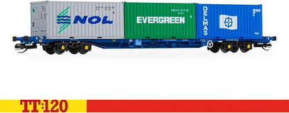 Hornby TT TT6031 Touax KFA Container Wagon with 1x20 & 1x40 Containers