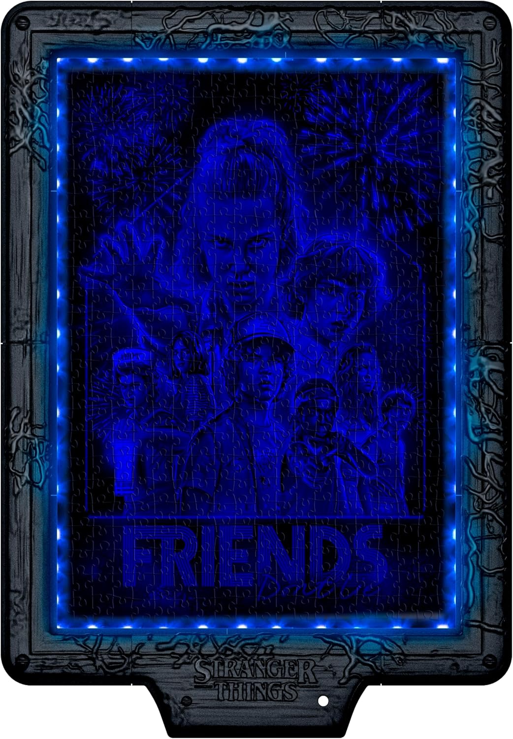 CLEMENTONI - Stranger Things - Puzzle Cadre Lumineux Le Monde à l’Envers - 520 pièces - Effets Visuels LED - 3 Images Révélées dans Le Noir - Dès 14 Ans - The Metamorphic Art Collection