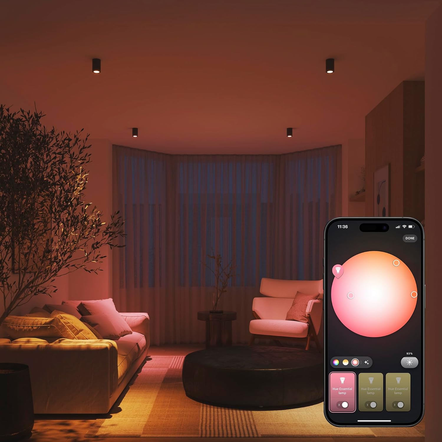 Philips Hue Essential Smart LED GU10 spot, White and Color Ambiance, 4,7 W, 2200-6500 K, 345 lumen, dimbaar, werkt met Alexa, Google Assistant en Apple Home, 1-pack