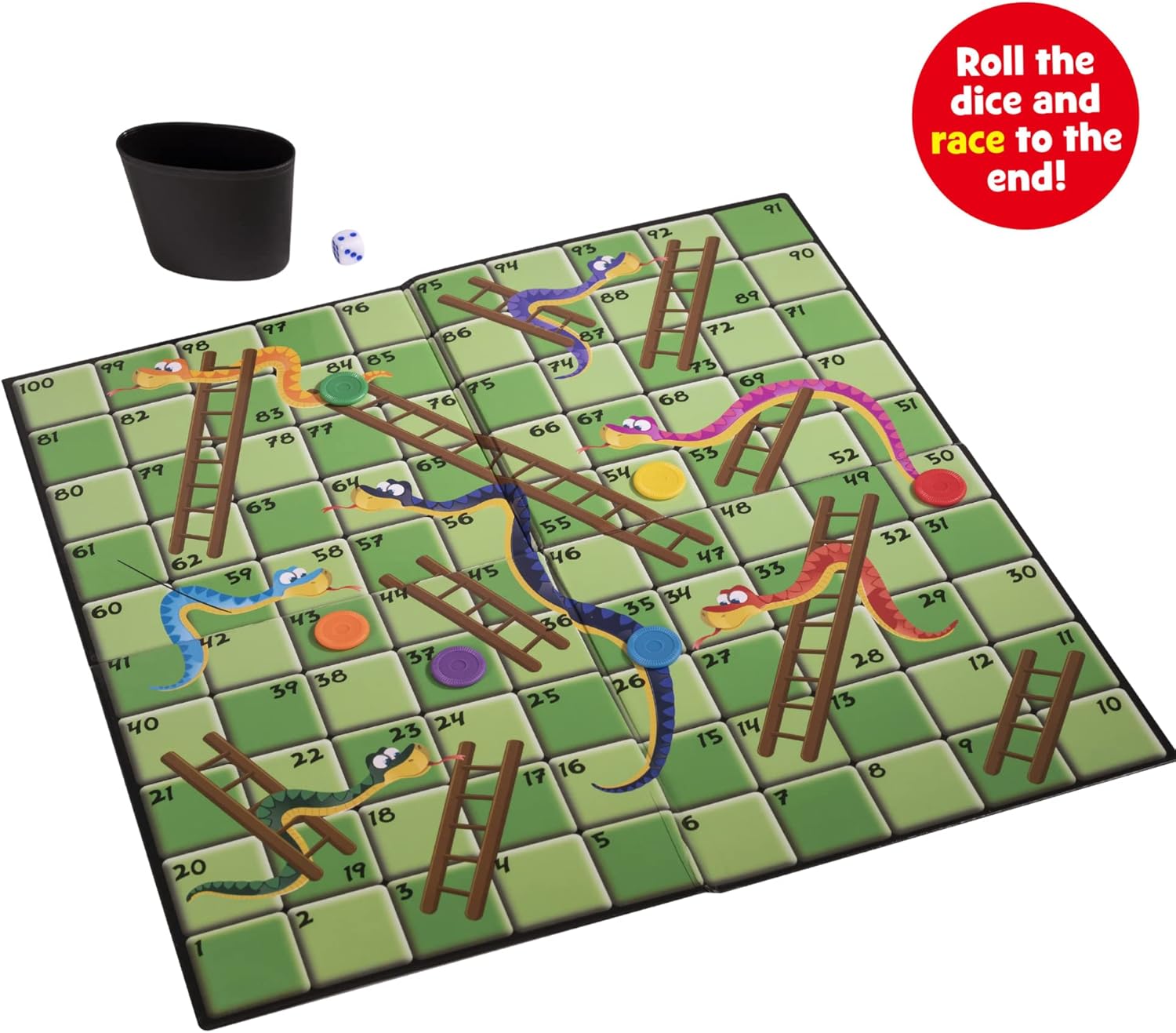 HTI Toys Traditional Games Snakes & Ladders Family Board Game Set