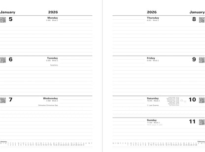 Letts of London Standard A5 week to view 2026 diary - Black 26-T31XBK
