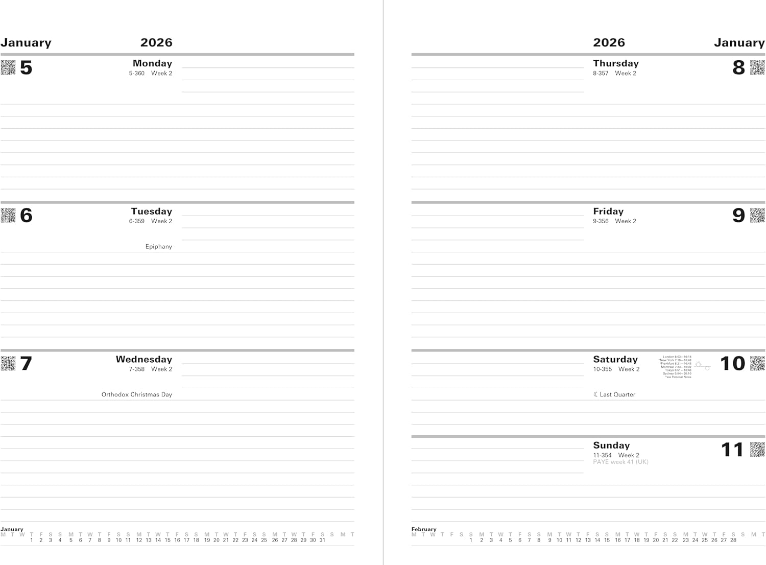 Letts of London Standard A4 week to view 2026 diary - Black 26-T31ZBK