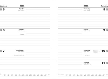 Letts of London Standard A4 week to view 2026 diary - Black 26-T31ZBK