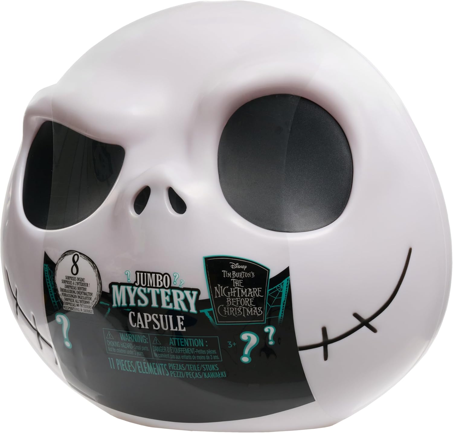 Just Play Disney Tim Burton's The Nightmare Before Christmas Jumbo Mystery Capsule, 8 Surprises Inside, Collectible Figures, Blind Box, Toy for Fans, Boys, Girls, Kids Ages 3 and Up