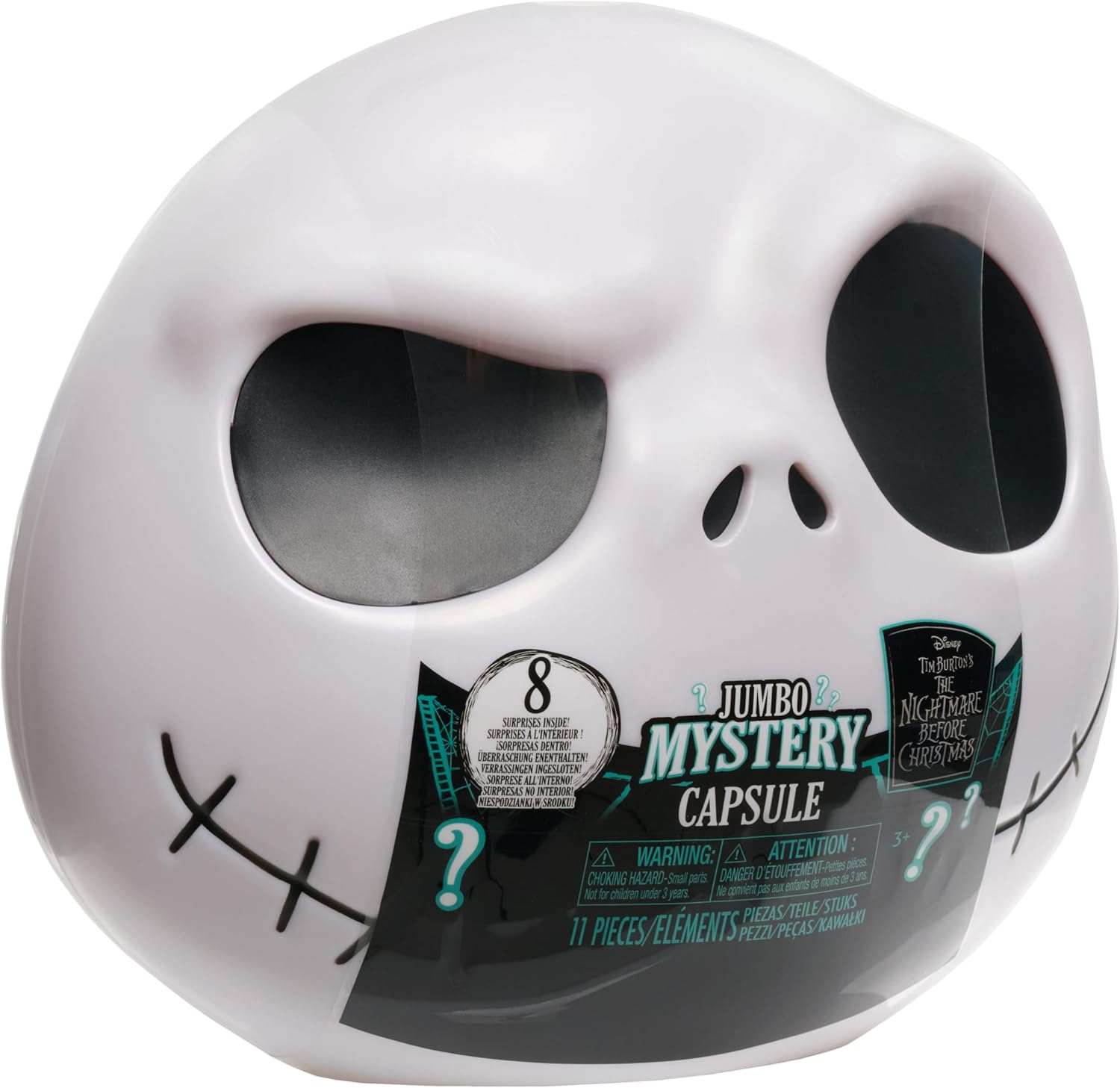 Just Play Disney Tim Burton's The Nightmare Before Christmas Jumbo Mystery Capsule, 8 Surprises Inside, Collectible Figures, Blind Box, Toy for Fans, Boys, Girls, Kids Ages 3 and Up