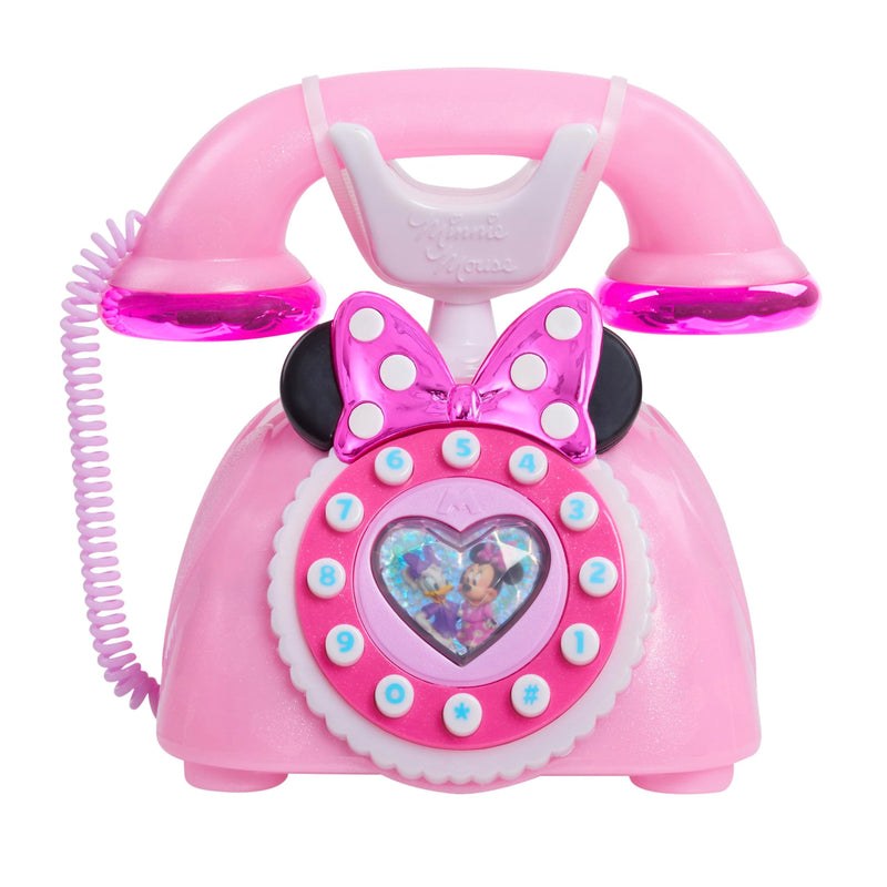 Just Play Disney Junior Minnie Mouse Ring Me Rotary Style Phone with Lights and Sounds, Pink, Kids Toys for Ages 3 Up