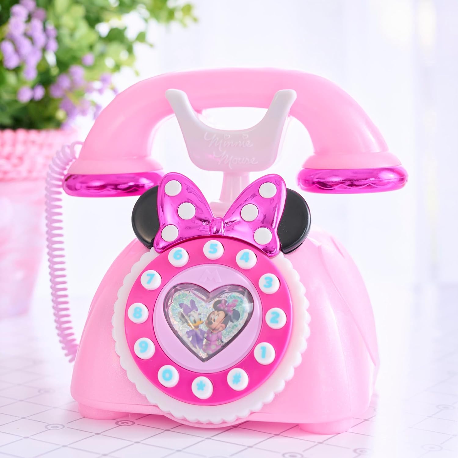 Just Play Disney Junior Minnie Mouse Ring Me Rotary Style Phone with Lights and Sounds, Pink, Kids Toys for Ages 3 Up