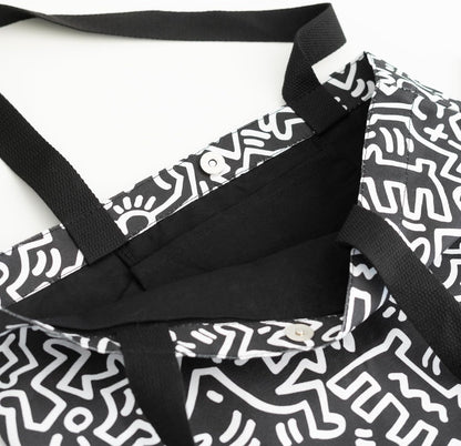 Grupo Erik: Tote Bag KEITH HARING | borsa shopper bag arte pop 37x42cm, Borsa Tote 100% cotone, 2 manici |Borsa tela, borsa donna, tote bag università