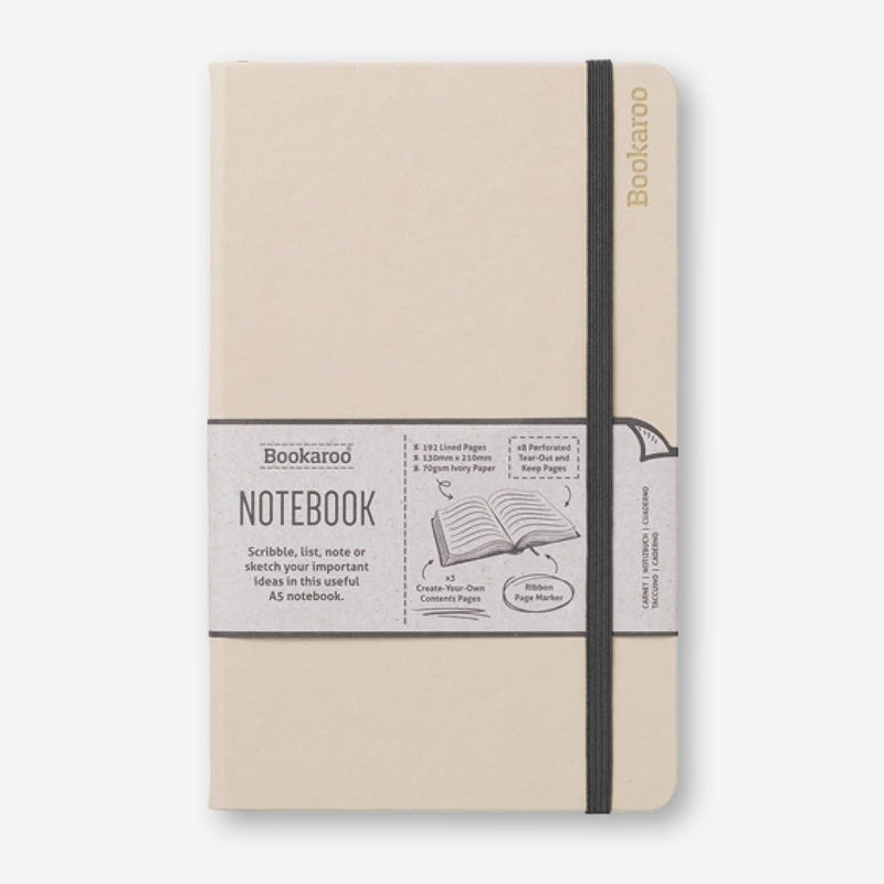 IF Bookaroo Notebook A5 Journal - Cream, 192 Pages, Faux leather