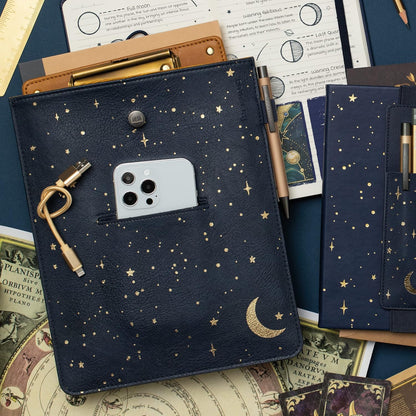 IF Bookaroo Books Stuff Pouch - Moon & Stars, Dark Blue/Gold