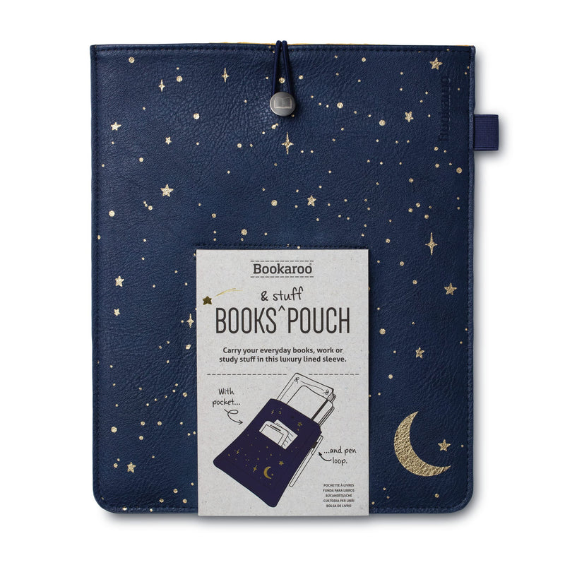 IF Bookaroo Books Stuff Pouch - Moon & Stars, Dark Blue/Gold