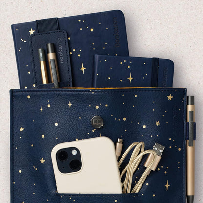 IF Bookaroo Books Stuff Pouch - Moon & Stars, Dark Blue/Gold