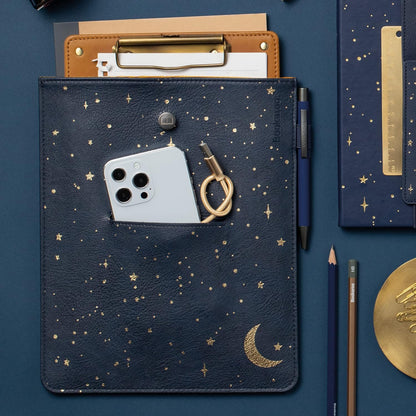 IF Bookaroo Books Stuff Pouch - Moon & Stars, Dark Blue/Gold