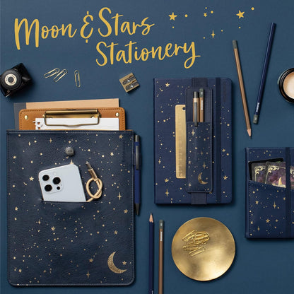 IF Bookaroo Books Stuff Pouch - Moon & Stars, Dark Blue/Gold