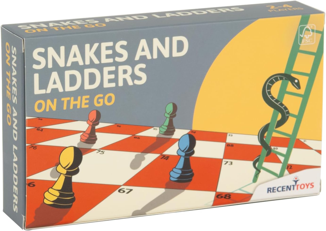 Recent Toys On-The-Go Snakes & LaddersTravel Board Set Game -Travel Snakes & Ladders Set with Folding/Portable Storage Board-Traditional Strategy Game for Kids/Children/Adults