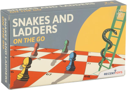 Recent Toys On-The-Go Snakes & LaddersTravel Board Set Game -Travel Snakes & Ladders Set with Folding/Portable Storage Board-Traditional Strategy Game for Kids/Children/Adults