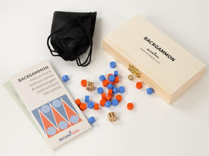 Recent Toys On-The-Go Backgammon Travel Board Set Game -Travel Backgammon Set with Folding/Portable Storage Board-Traditional Strategy Game for Kids/Children/Adults