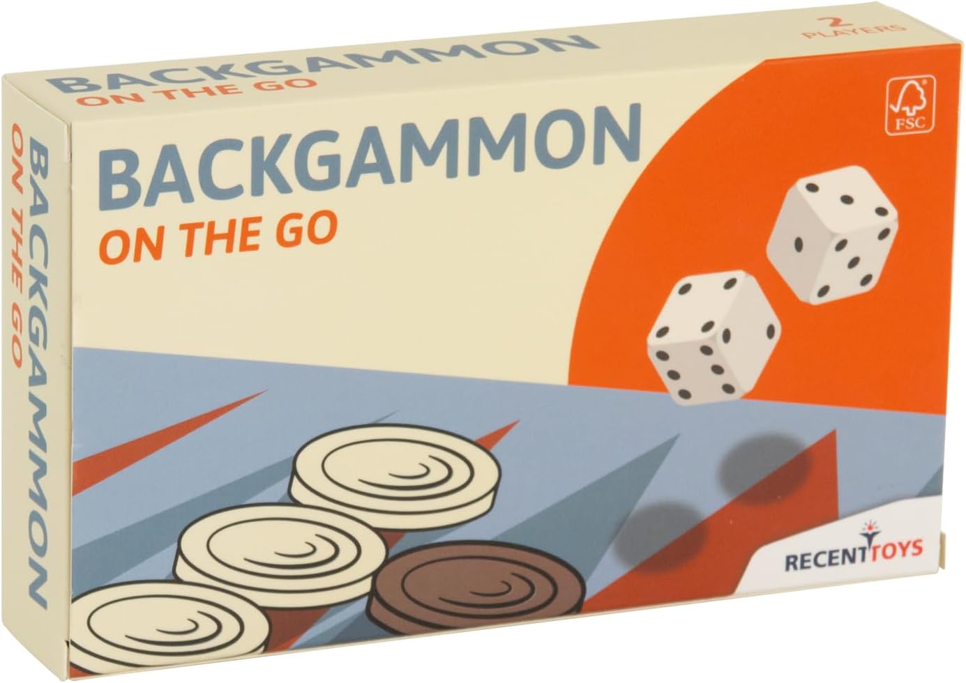 Recent Toys On-The-Go Backgammon Travel Board Set Game -Travel Backgammon Set with Folding/Portable Storage Board-Traditional Strategy Game for Kids/Children/Adults