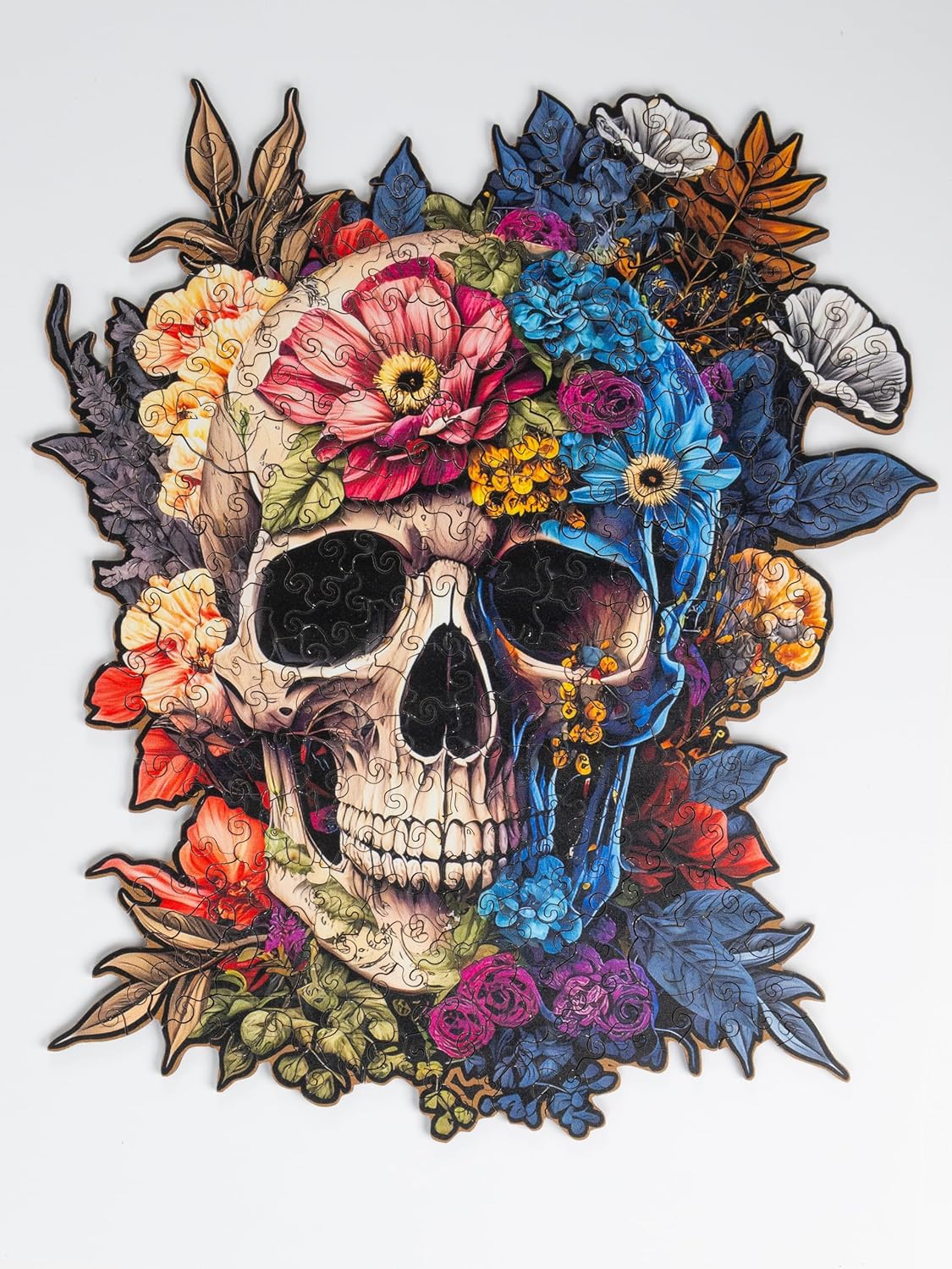 Recent Toys Wooden Jigsaw Puzzle Fantasy Skull for Adults and Kids.232 Piece puzzle, large size 29 x 34 cm with Unique Shaped pieces. Includes wooden storage gift box and stand.