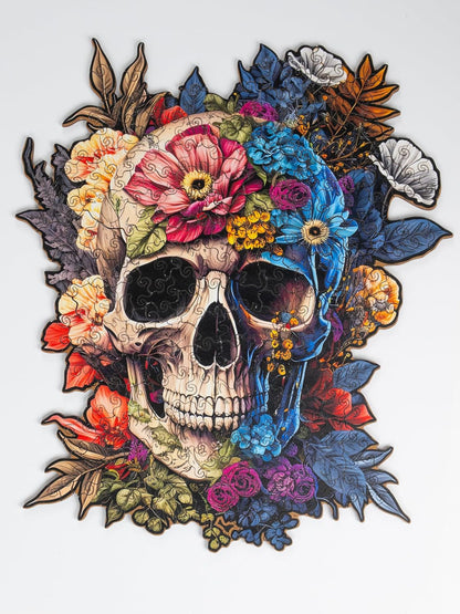 Recent Toys Wooden Jigsaw Puzzle Fantasy Skull for Adults and Kids.232 Piece puzzle, large size 29 x 34 cm with Unique Shaped pieces. Includes wooden storage gift box and stand.