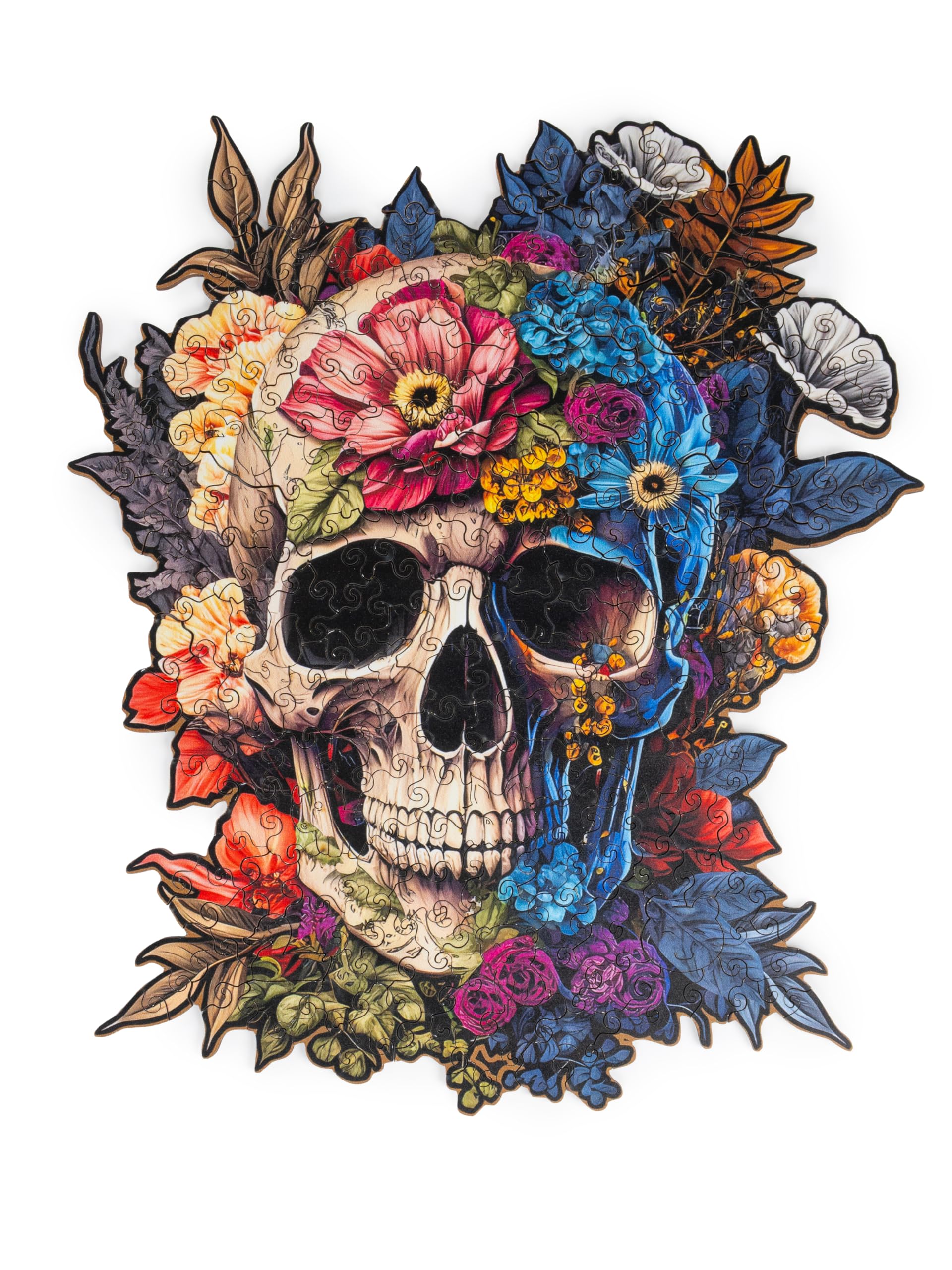 Recent Toys Wooden Jigsaw Puzzle Fantasy Skull for Adults and Kids.232 Piece puzzle, large size 29 x 34 cm with Unique Shaped pieces. Includes wooden storage gift box and stand.