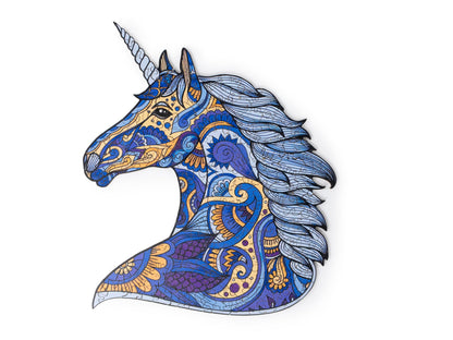 Recent Toys Wooden Jigsaw Puzzle Unicorn for Adults and Kids.185 Piece puzzle, large size 26 x 31 cm with Unique Shaped pieces. Includes wooden storage gift box and stand.