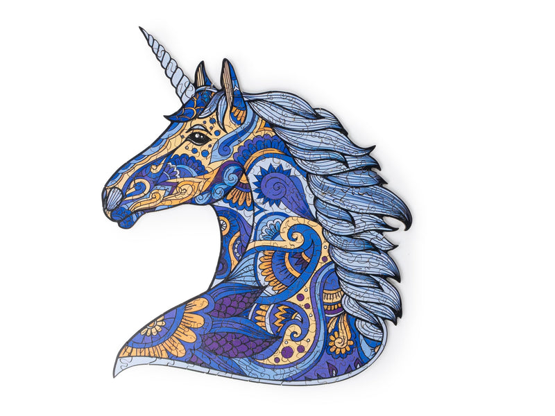 Recent Toys Wooden Jigsaw Puzzle Unicorn for Adults and Kids.185 Piece puzzle, large size 26 x 31 cm with Unique Shaped pieces. Includes wooden storage gift box and stand.