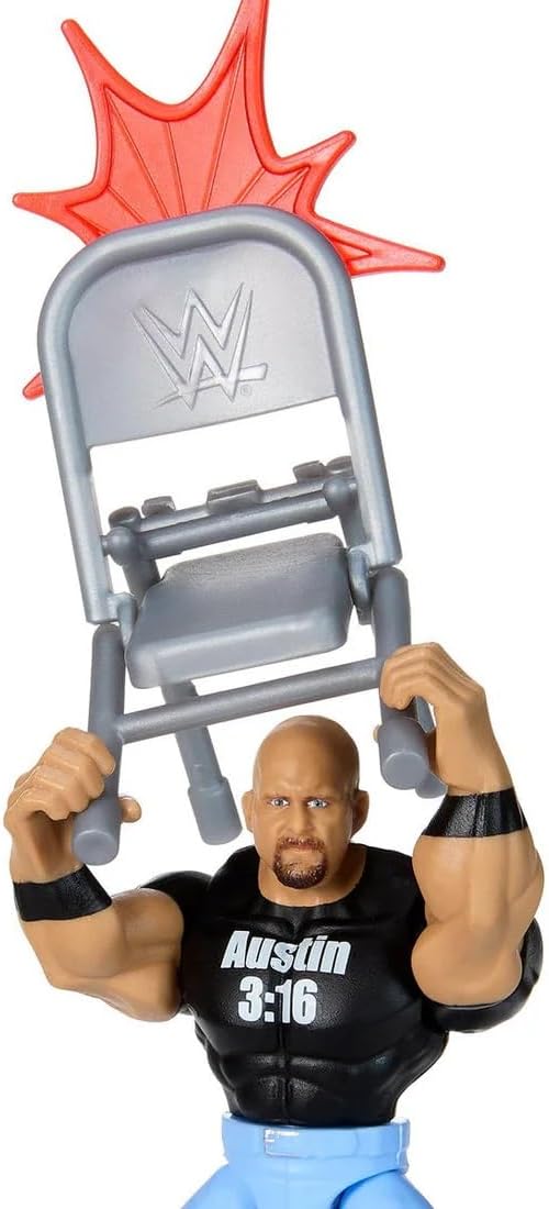 WWE Knuckles Crunchers Action Figure 10 cm - Steve Austin (Stone Cold) Figures + Accessory