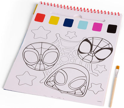 Disney Spidey en Zijn Vrienden - Waterverf Kleurboek - 24 Aquarelplaten met Penseel - Klaar voor Gebruik met Water - Creatief Speelgoed vanaf 3 Jaar (SP24355