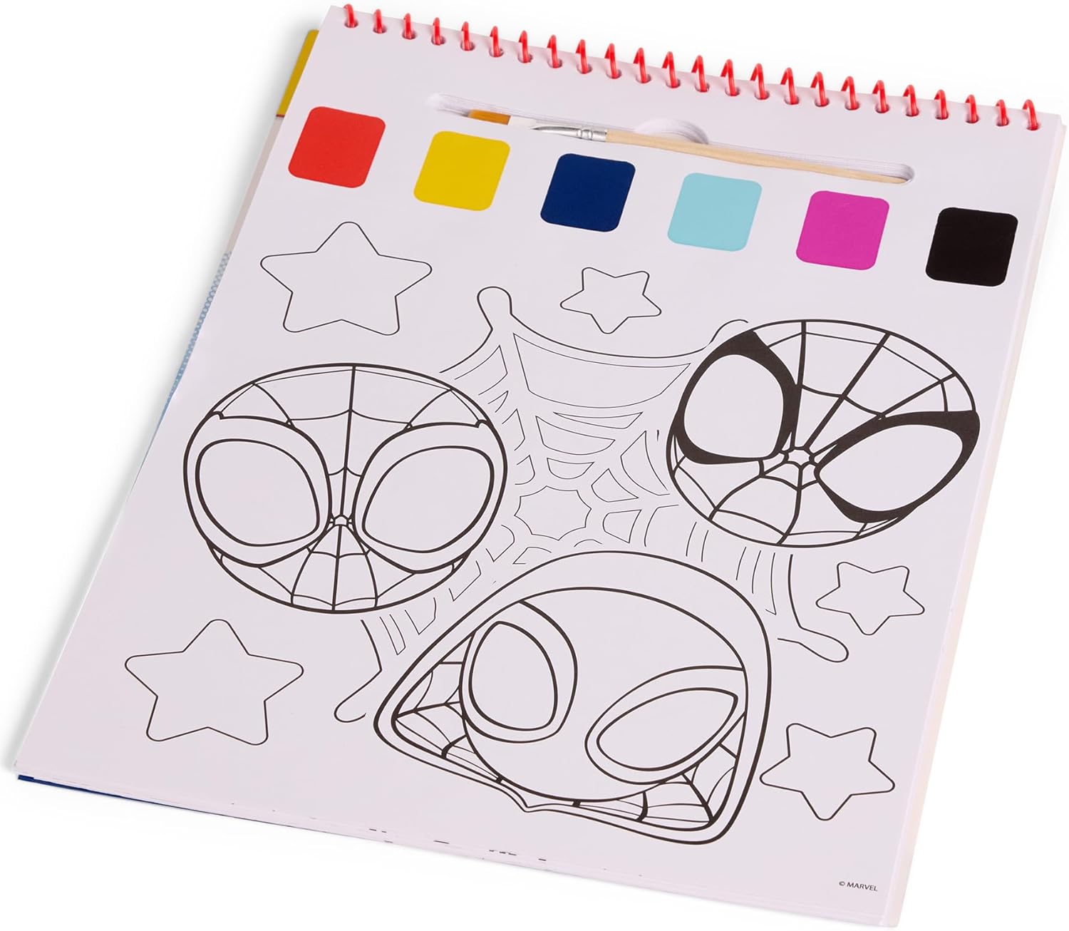 Disney Spidey en Zijn Vrienden - Waterverf Kleurboek - 24 Aquarelplaten met Penseel - Klaar voor Gebruik met Water - Creatief Speelgoed vanaf 3 Jaar (SP24355