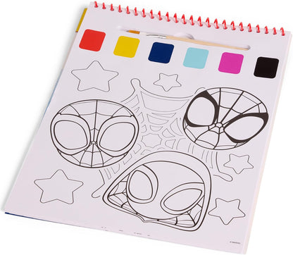 Disney Spidey en Zijn Vrienden - Waterverf Kleurboek - 24 Aquarelplaten met Penseel - Klaar voor Gebruik met Water - Creatief Speelgoed vanaf 3 Jaar (SP24355