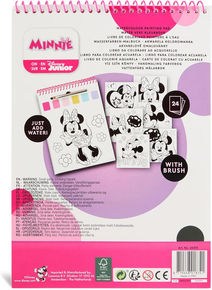 Disney Junior Minnie Mouse - Waterverf Kleurboek met Penseel - 24 Magische Platen - Klaar voor Gebruik met Water - Creatief Speelgoed vanaf 3 Jaar (MM24355