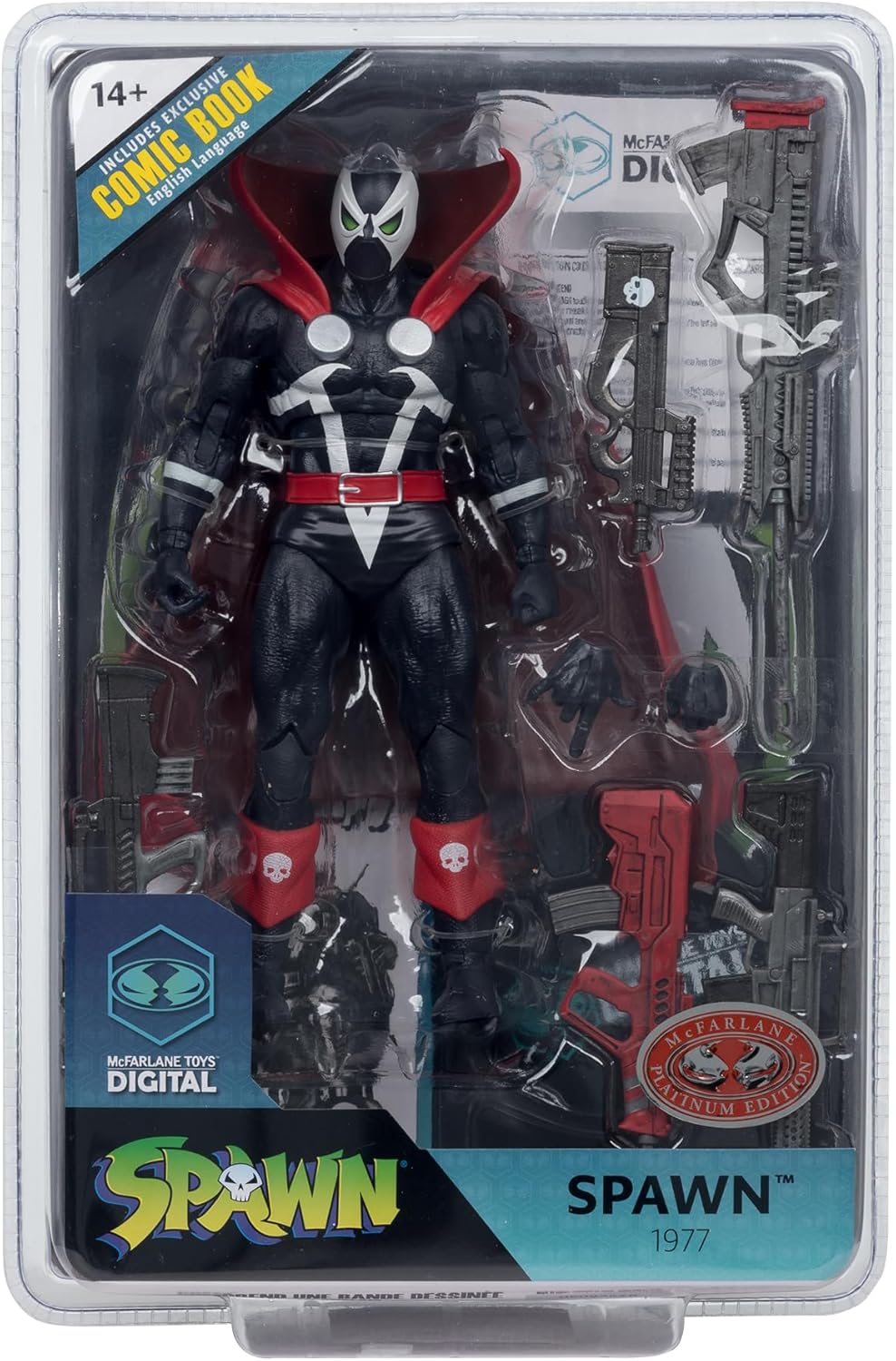 McFarlane Spawn 77 (Black and Red) 7in Action Figure with Comic Toys Digital Collectible