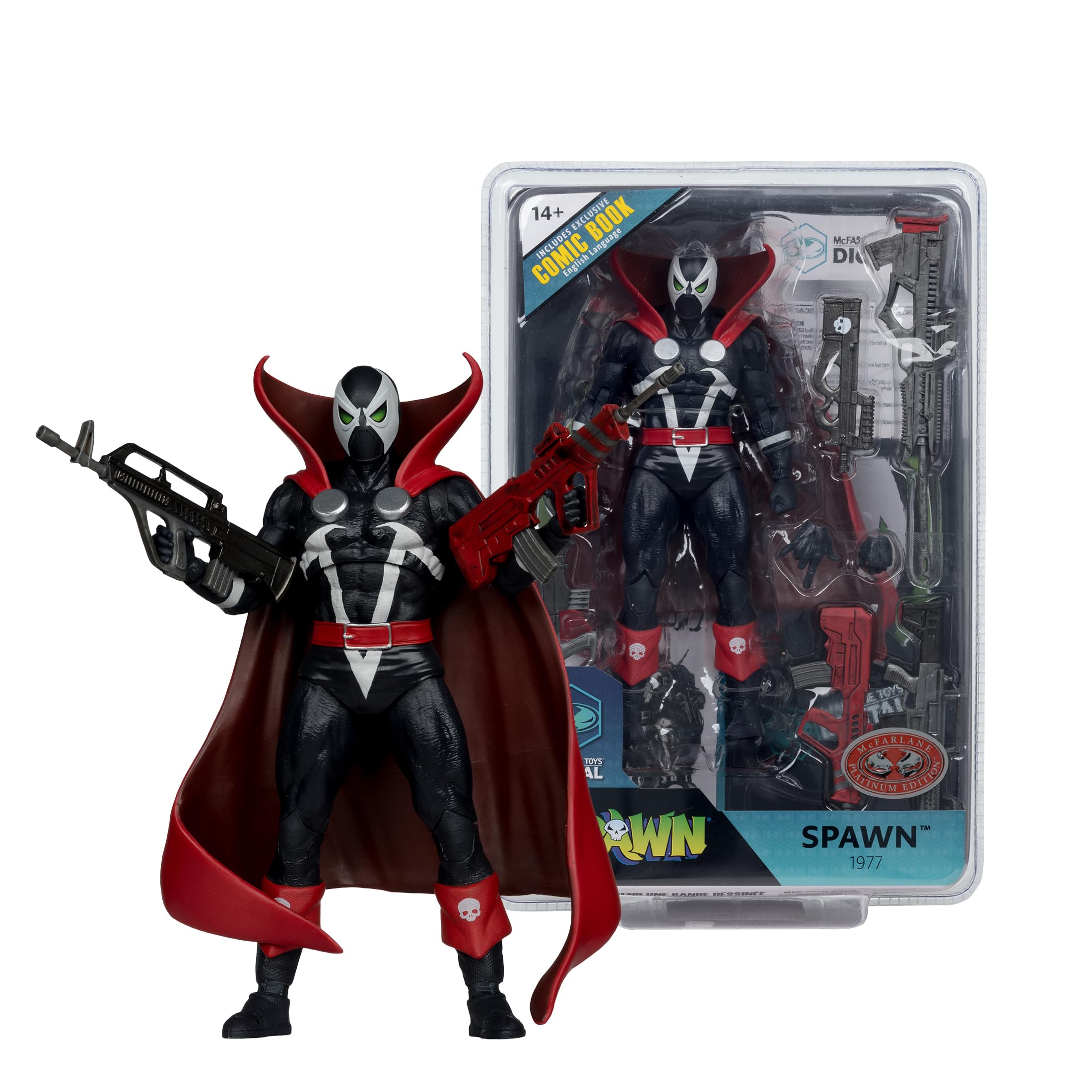 McFarlane Spawn 77 (Black and Red) 7in Action Figure with Comic Toys Digital Collectible