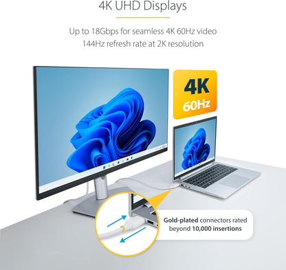StarTech.com 10ft (3m) Premium Certified High Speed HDMI Cable, 4K 60Hz/1440p 144Hz, 18Gbps, UHD HDMI 2.0 Cord, TPE Jacket, White