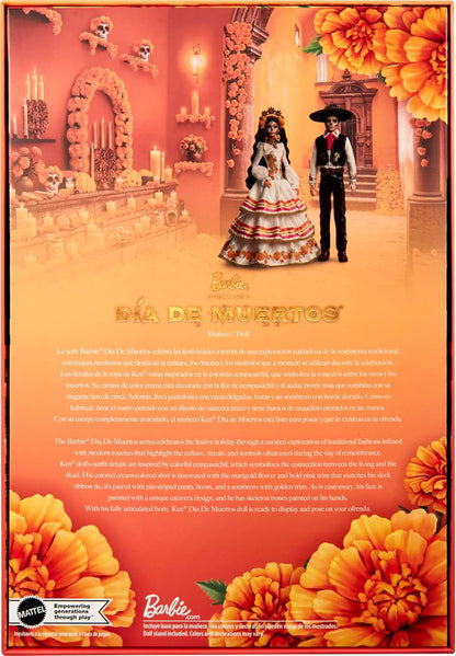 Barbie Signature Ken Doll, Día De Muertos 2025 Collectible with Cream Shirt, Black Vest and Trousers, Sombrero and Calavera Face Paint, JBJ06