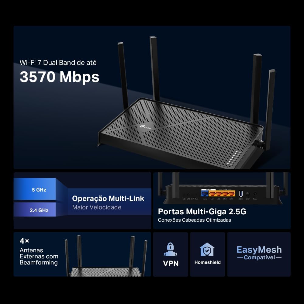 Router Tp-Link Be3600 Black Rj45 Ethernet Lan