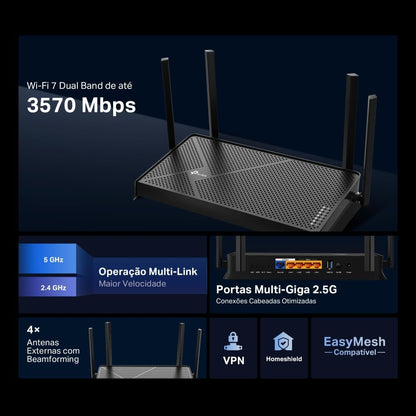 Router Tp-Link Be3600 Black Rj45 Ethernet Lan
