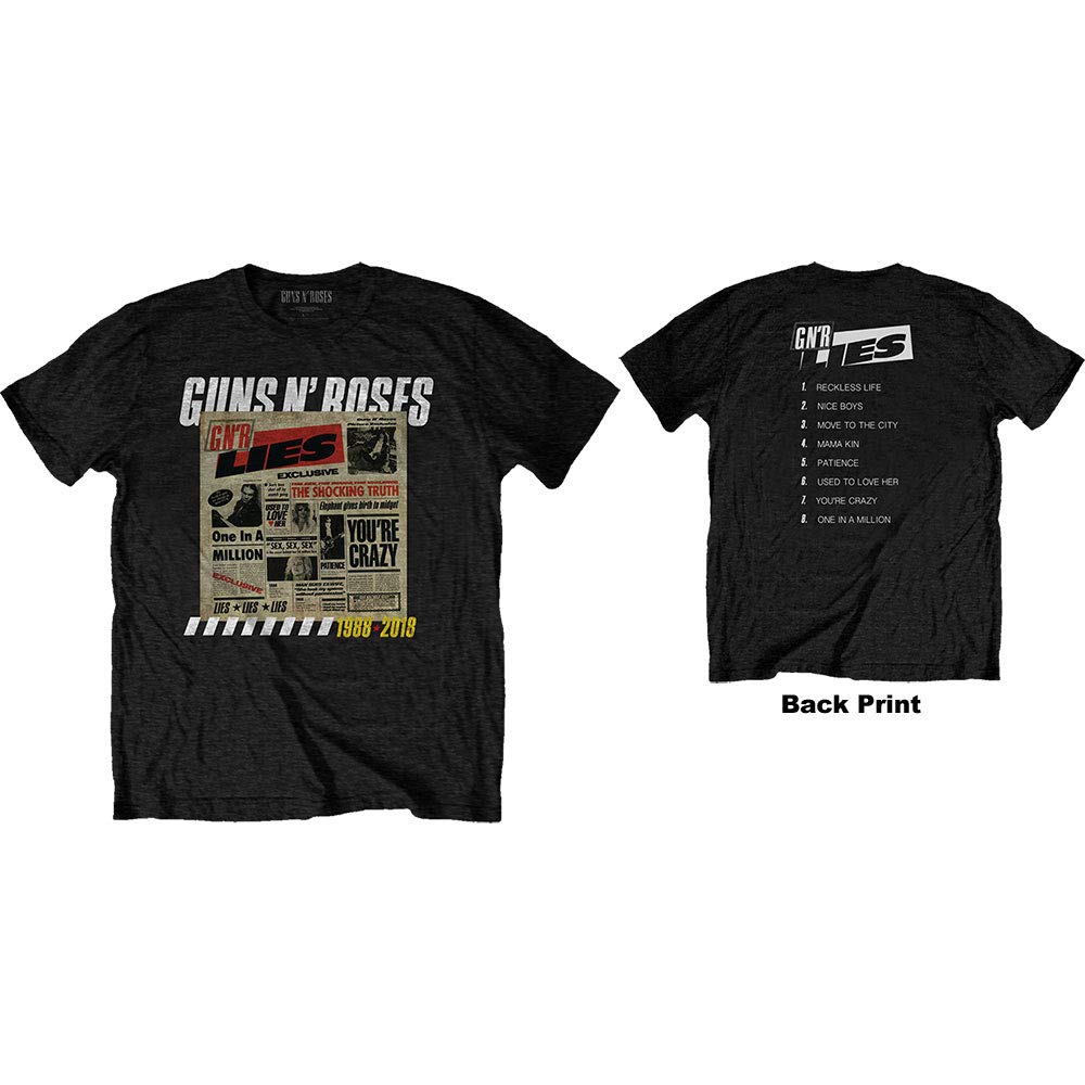 Guns N` Roses: Rock Off - Lies Track List Back Print (T-Shirt Unisex Tg. M)