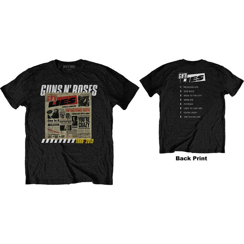 Guns N` Roses: Rock Off - Lies Track List Back Print (T-Shirt Unisex Tg. M)