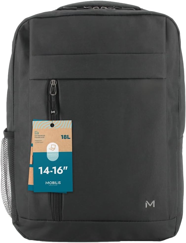 MOBILIS Laptop Backpack 16 Inches (18L) Compact Design Business Bag Black