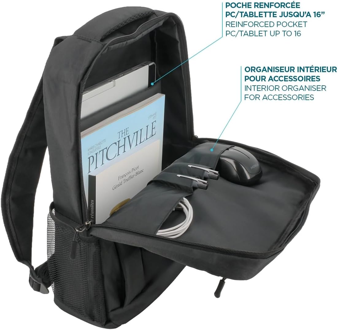 MOBILIS Laptop Backpack 16 Inches (18L) Compact Design Business Bag Black