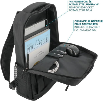 MOBILIS Laptop Backpack 16 Inches (18L) Compact Design Business Bag Black