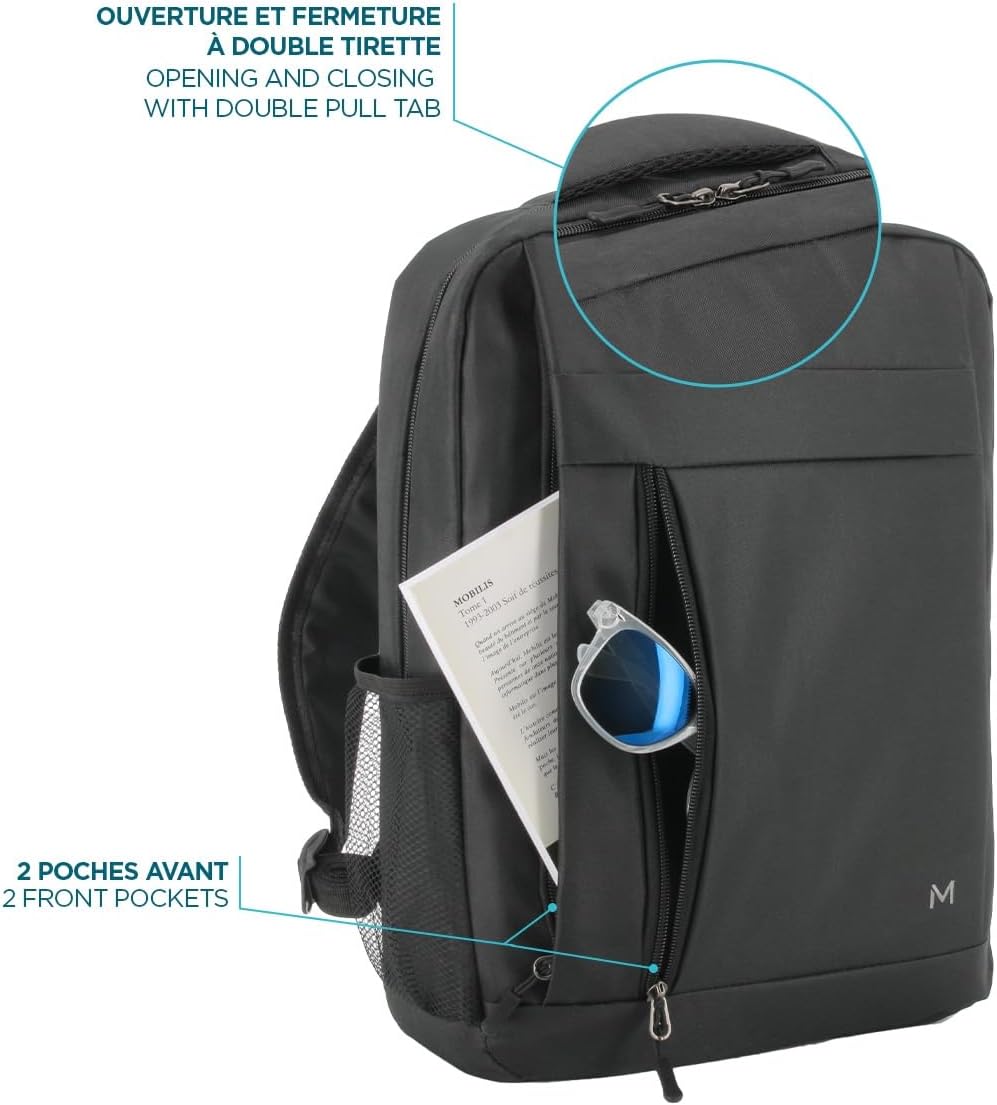 MOBILIS Laptop Backpack 16 Inches (18L) Compact Design Business Bag Black
