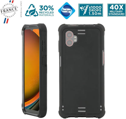 MOBILIS Case Compatible with Samsung Galaxy XCover 7 Pro, Shock-Resistant Protective Bumper Case, 40x Higher Than Military Standard, Recycled, Antimicrobial, Black