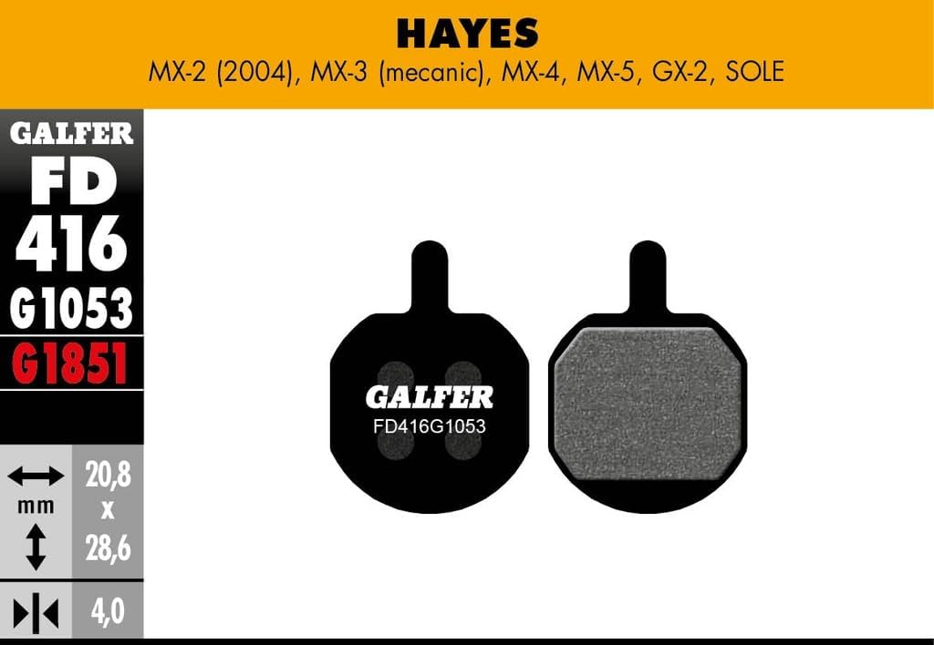 GALFER BIKE STANDARD BRAKE PAD HAYES MX2 - MX3 - GX2