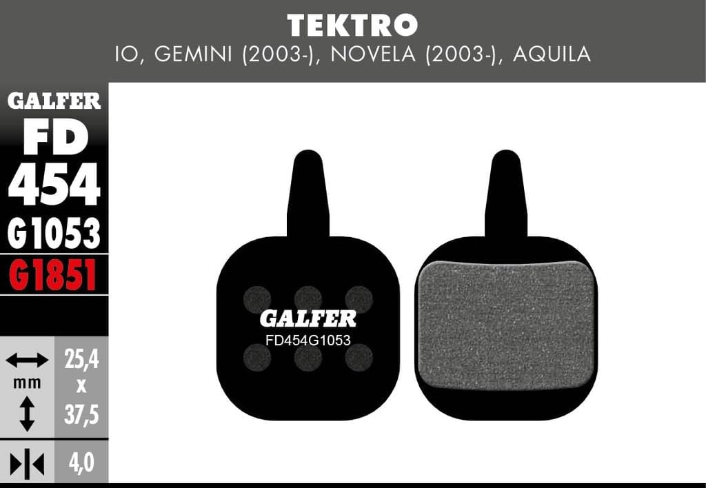 GALFER Tektro IO, Gemini, Novela, Aquila Black STD Bike G1053 Adult Unisex Brake Pads, One Size